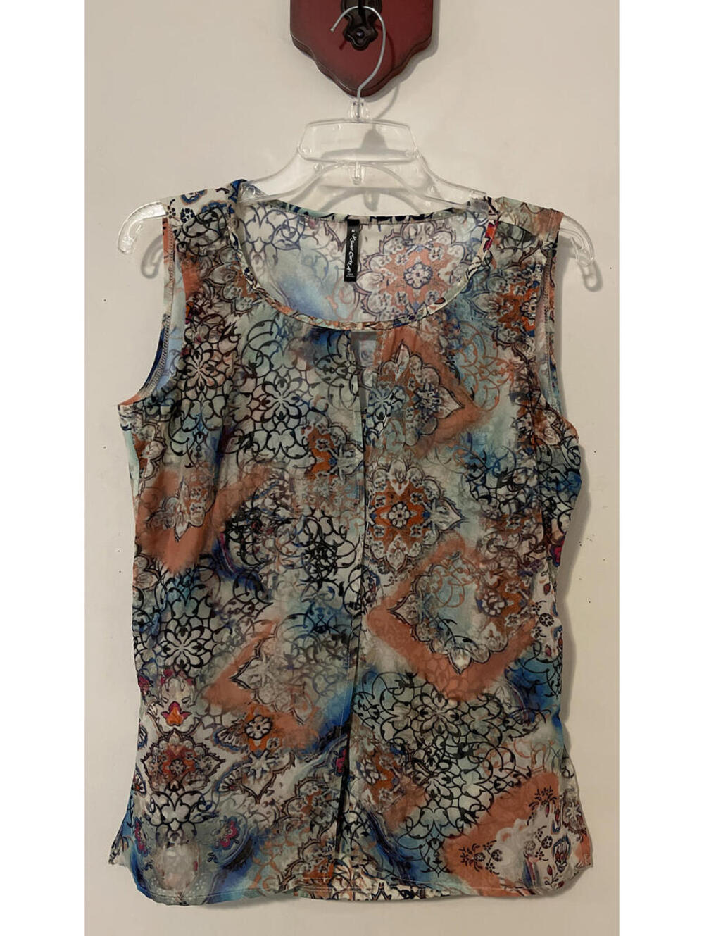 Sweet Clarity Womens Medium Colorful Floral Layered Sleeveless Blouse! A5997
